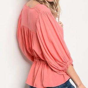 Tie Front Embroidered Button Down Top